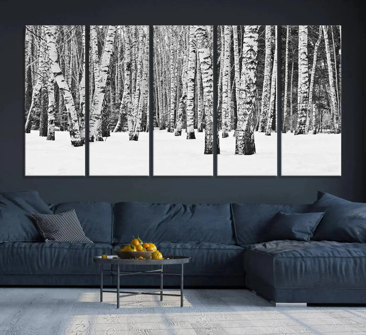 Large Wall Art Landscape Canvas PrintForest in Winter with Snowy Ground and Trees