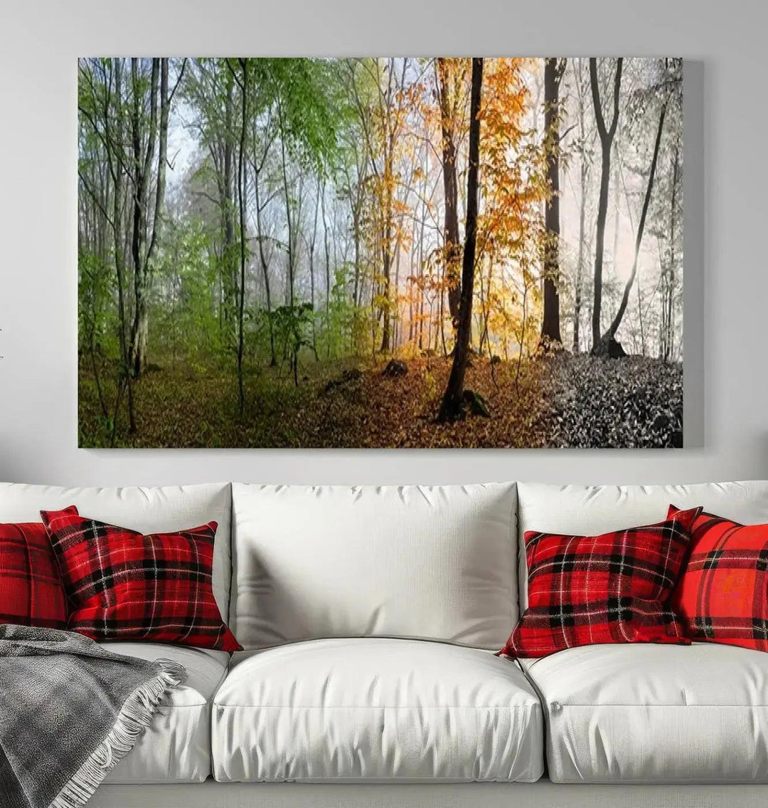 Large Wall Art Landscape Canvas PrintPanoramic View of Season Forest