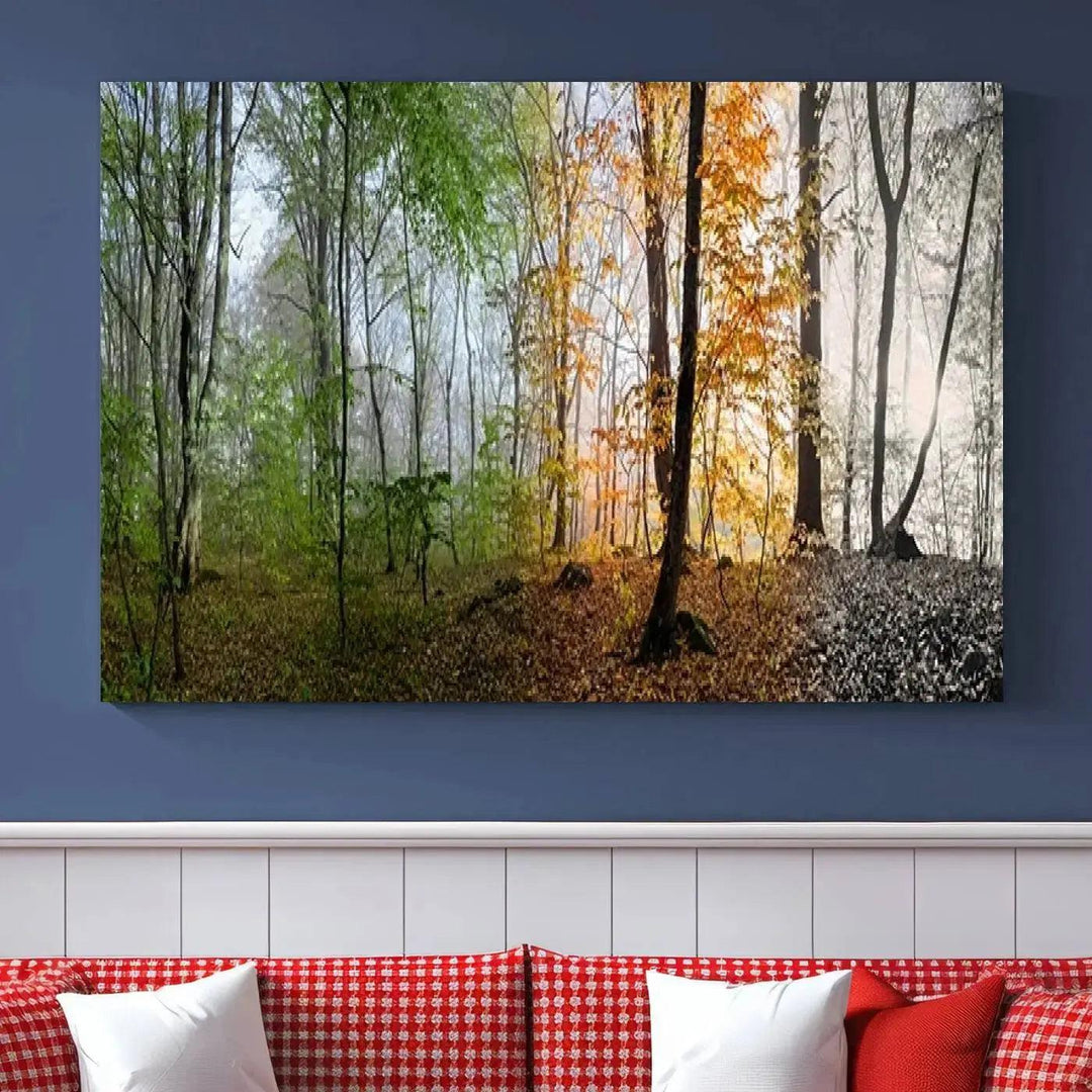 Large Wall Art Landscape Canvas PrintPanoramic View of Season Forest