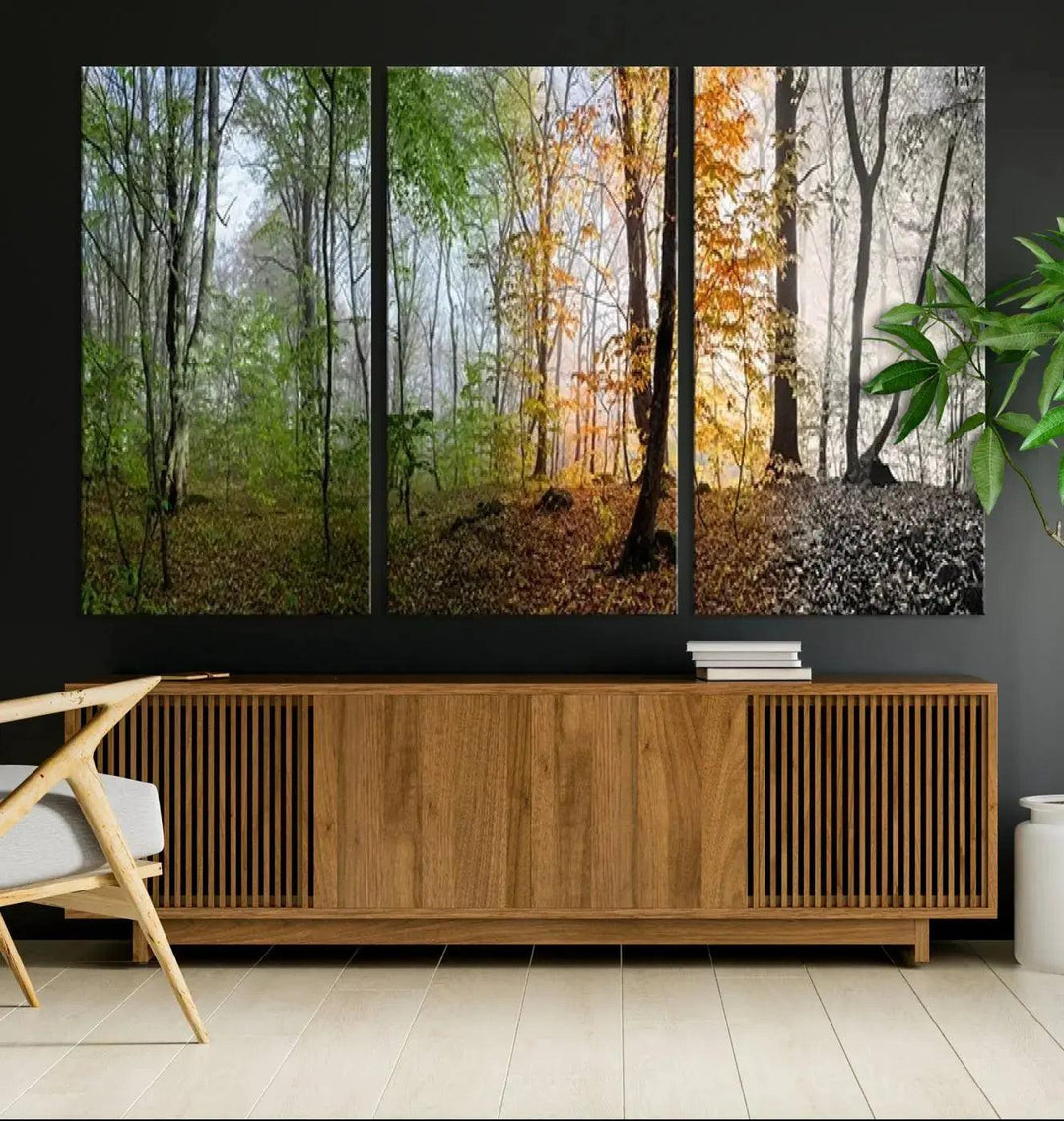 Large Wall Art Landscape Canvas PrintPanoramic View of Season Forest