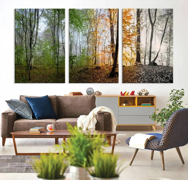 Large Wall Art Landscape Canvas PrintPanoramic View of Season Forest