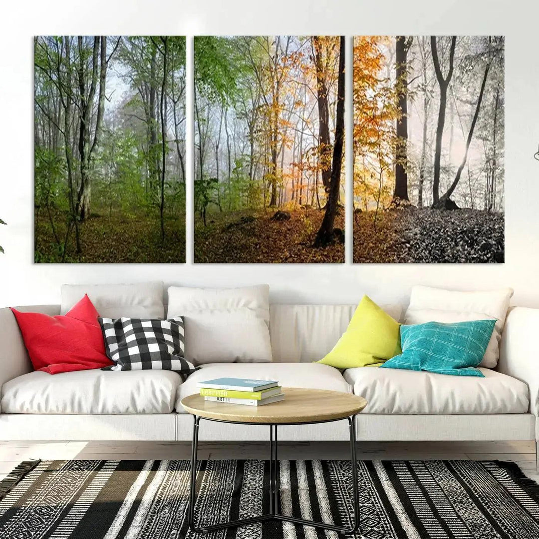 Large Wall Art Landscape Canvas PrintPanoramic View of Season Forest