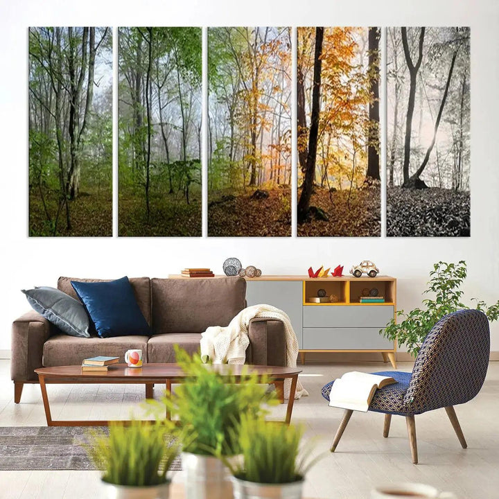 Large Wall Art Landscape Canvas PrintPanoramic View of Season Forest