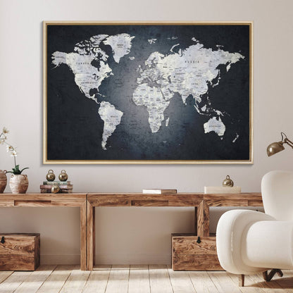 19124-MGV-FC-36X24_Natural-Large Wall Art Push Pin World Map Canvas Print