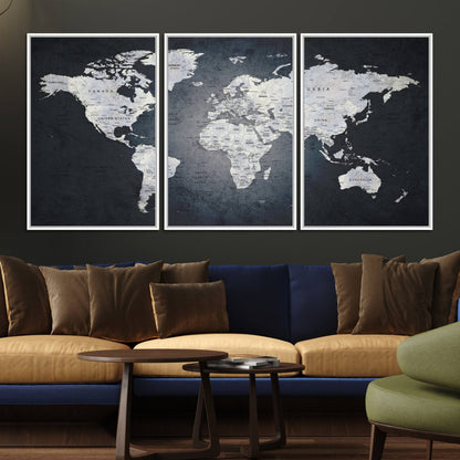 19124-MGV-FC-60X30-3P_White-Large Wall Art Push Pin World Map Canvas Print