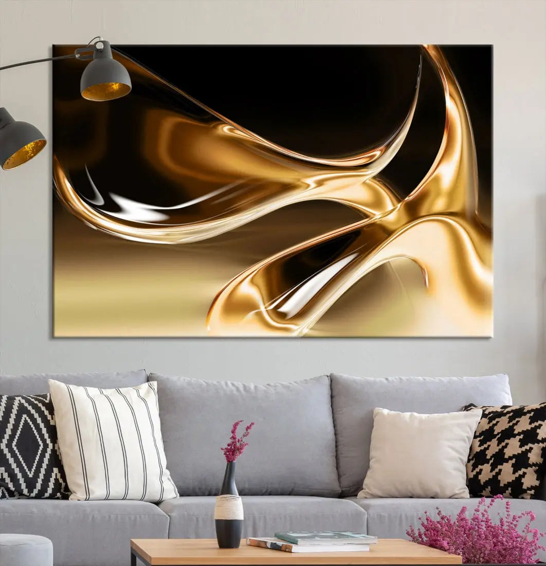 Liquid Glittered Luxury Gold Canvas Wall Art Print