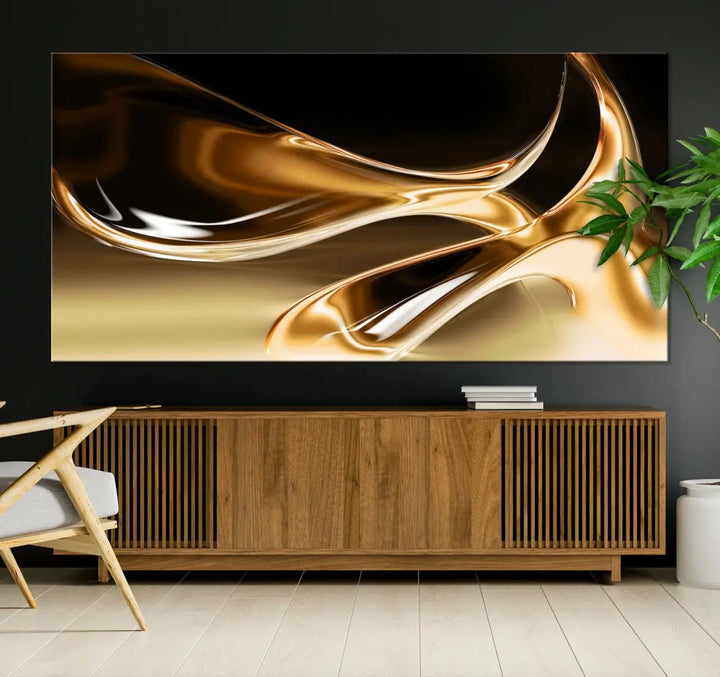 Liquid Glittered Luxury Gold Canvas Wall Art Print