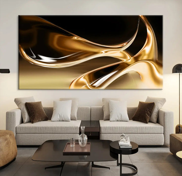 Liquid Glittered Luxury Gold Canvas Wall Art Print