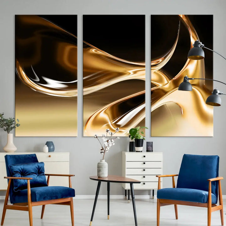 Liquid Glittered Luxury Gold Canvas Wall Art Print