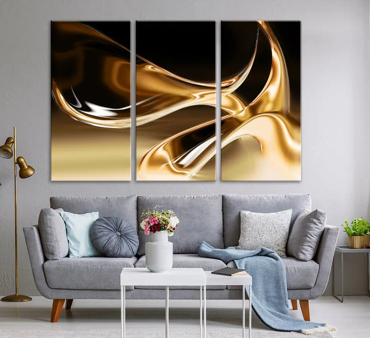 Liquid Glittered Luxury Gold Canvas Wall Art Print