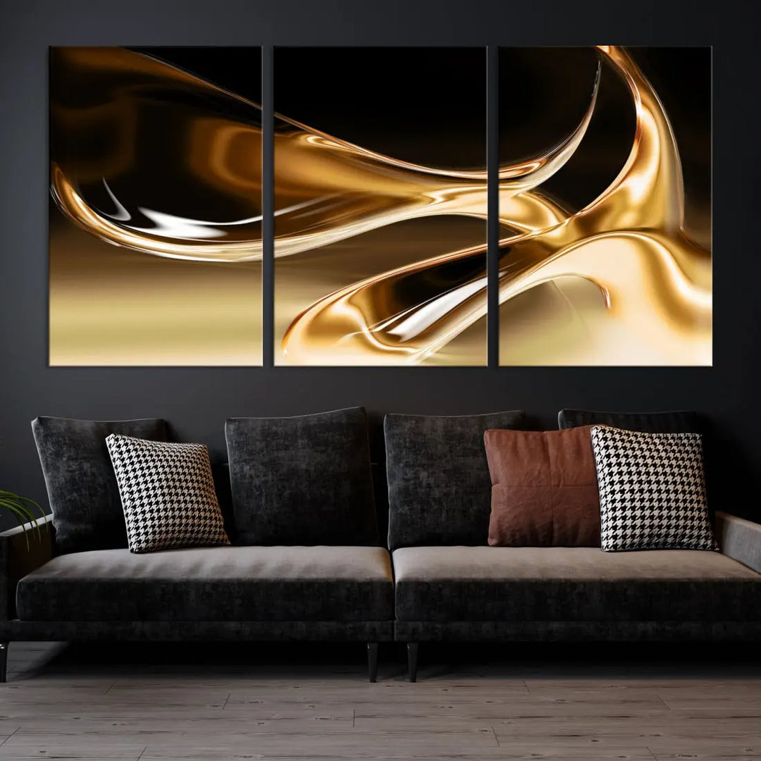 Liquid Glittered Luxury Gold Canvas Wall Art Print