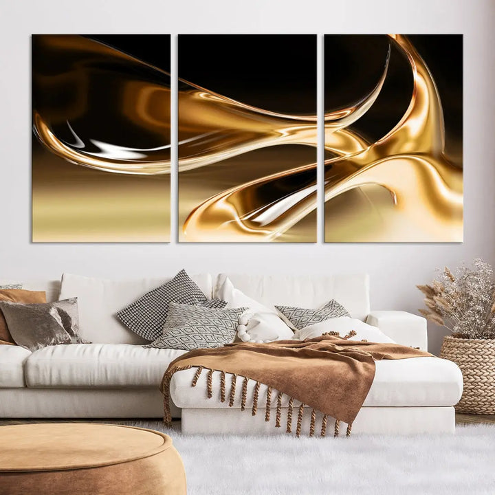 Liquid Glittered Luxury Gold Canvas Wall Art Print