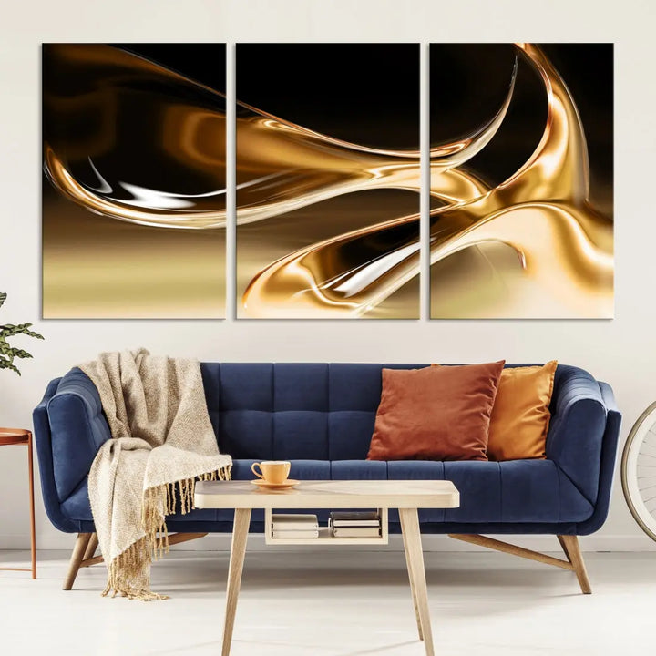 Liquid Glittered Luxury Gold Canvas Wall Art Print