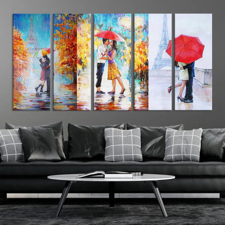 Lovers Under the Rain Autumn Canvas Wall Art Print Love Art Home Gift