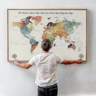 40183091-MGV-CV-36X24-Custom Framed World Map Canvas Print – Personalized Push Pin Travel Tracker Gift for Couples, Weddings, or Anniversary Celebrations