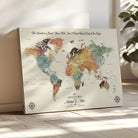 40183091-MGV-CV-36X24-Custom Framed World Map Canvas Print – Personalized Push Pin Travel Tracker Gift for Couples, Weddings, or Anniversary Celebrations