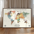 40183091-MGV-CV-36X24-Custom Framed World Map Canvas Print – Personalized Push Pin Travel Tracker Gift for Couples, Weddings, or Anniversary Celebrations