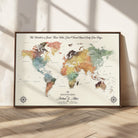 40183091-MGV-CV-36X24-Custom Framed World Map Canvas Print – Personalized Push Pin Travel Tracker Gift for Couples, Weddings, or Anniversary Celebrations