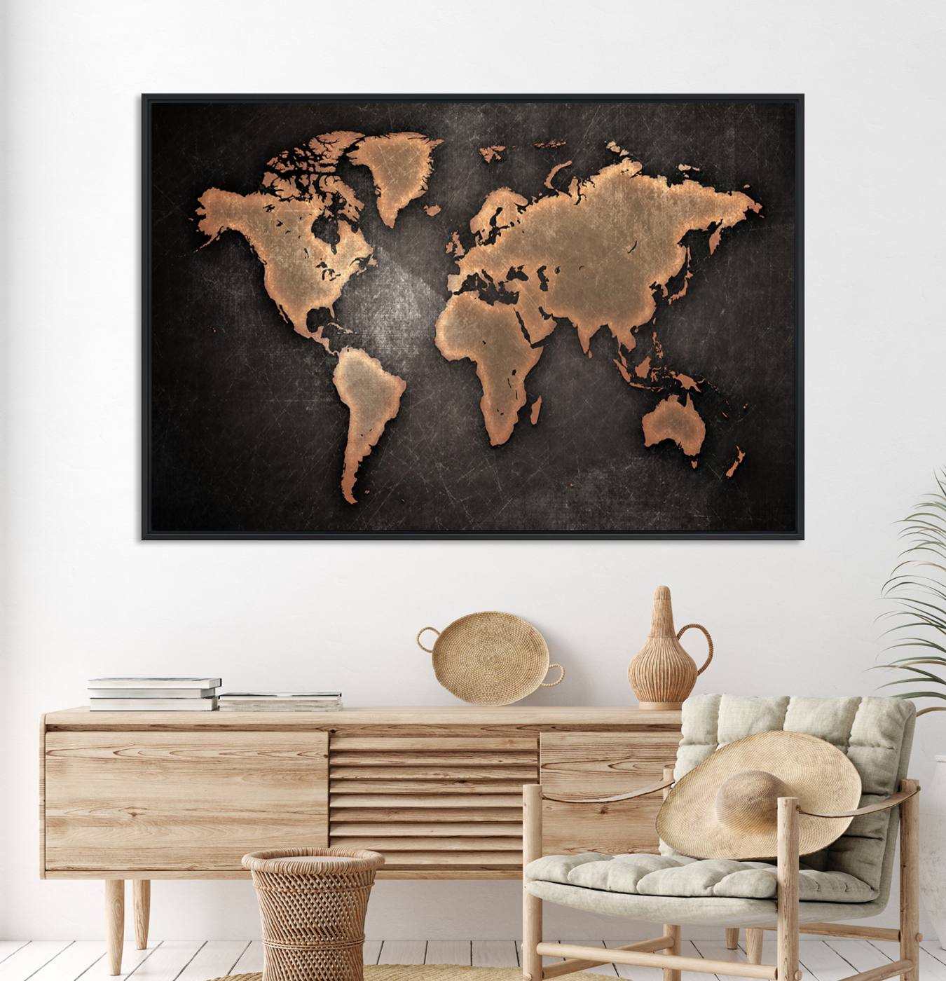 33739-MGV-CV-36X24-Maroon World Map Wall Art Canvas Print