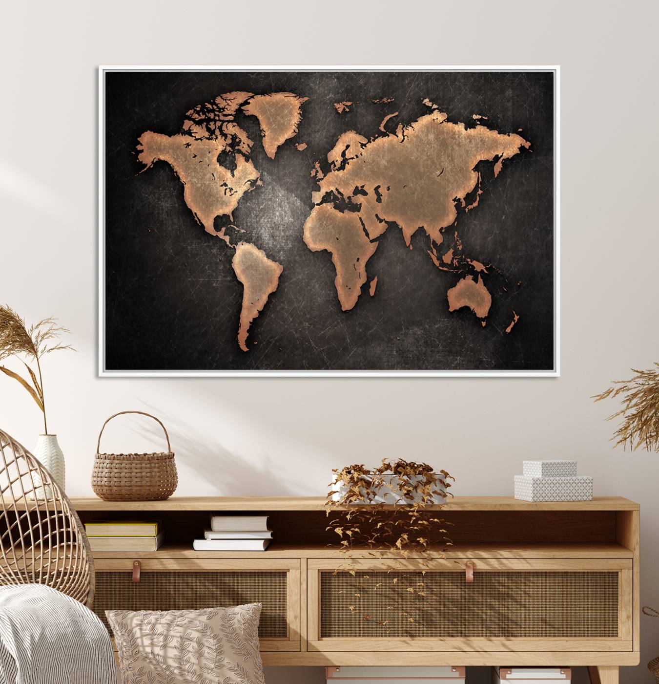 33739-MGV-CV-36X24-Maroon World Map Wall Art Canvas Print