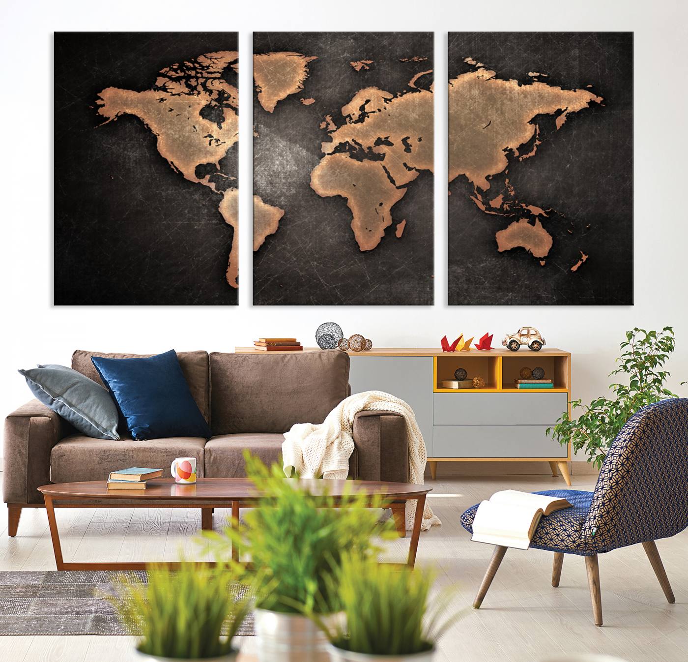 33739-MGV-CV-36X24-Maroon World Map Wall Art Canvas Print