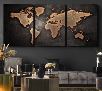 33739-MGV-CV-36X24-Maroon World Map Wall Art Canvas Print