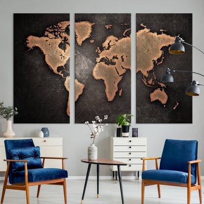 33739-MGV-CV-36X24-Maroon World Map Wall Art Canvas Print