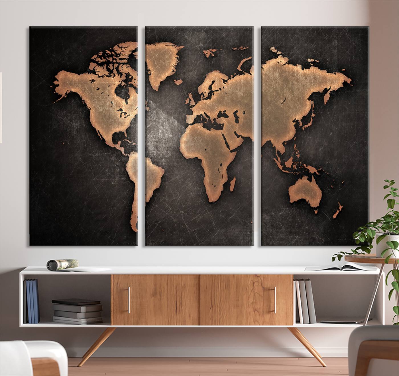 33739-MGV-CV-36X24-Maroon World Map Wall Art Canvas Print