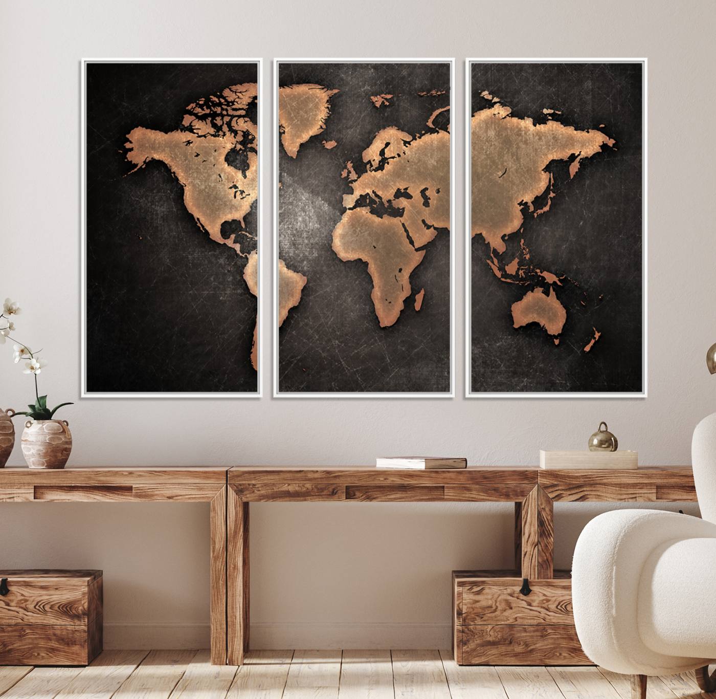 33739-MGV-CV-36X24-Maroon World Map Wall Art Canvas Print