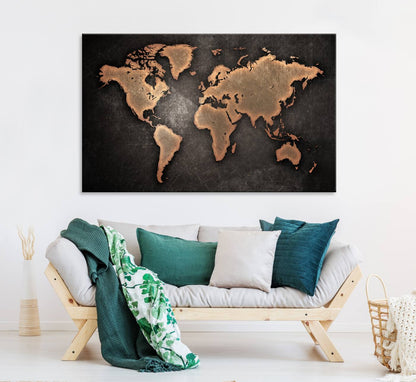 33739-MGV-CV-36X24-Maroon World Map Wall Art Canvas Print