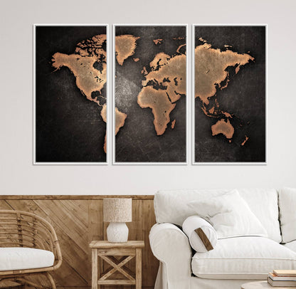 33739-MGV-CV-36X24-Maroon World Map Wall Art Canvas Print