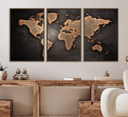 33739-MGV-CV-36X24-Maroon World Map Wall Art Canvas Print