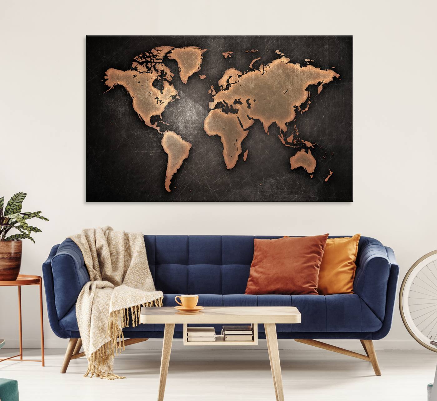 33739-MGV-CV-36X24-Maroon World Map Wall Art Canvas Print