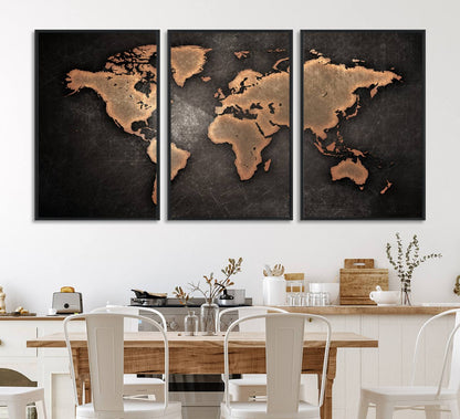 33739-MGV-CV-36X24-Maroon World Map Wall Art Canvas Print