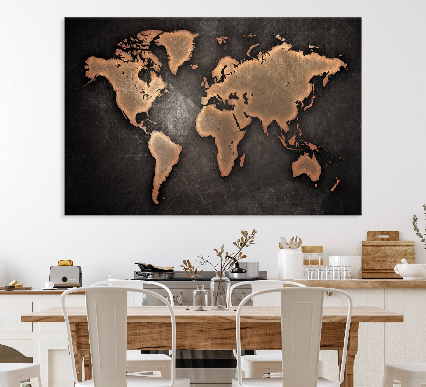 33739-MGV-CV-36X24-Maroon World Map Wall Art Canvas Print