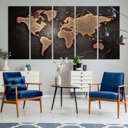 33739-MGV-CV-36X24-Maroon World Map Wall Art Canvas Print