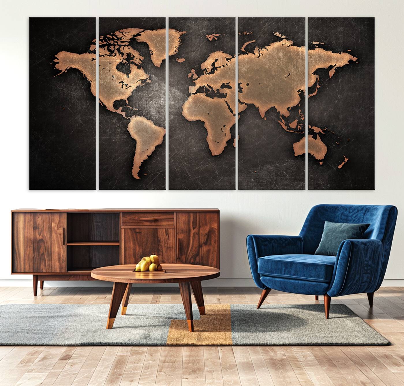 33739-MGV-CV-36X24-Maroon World Map Wall Art Canvas Print