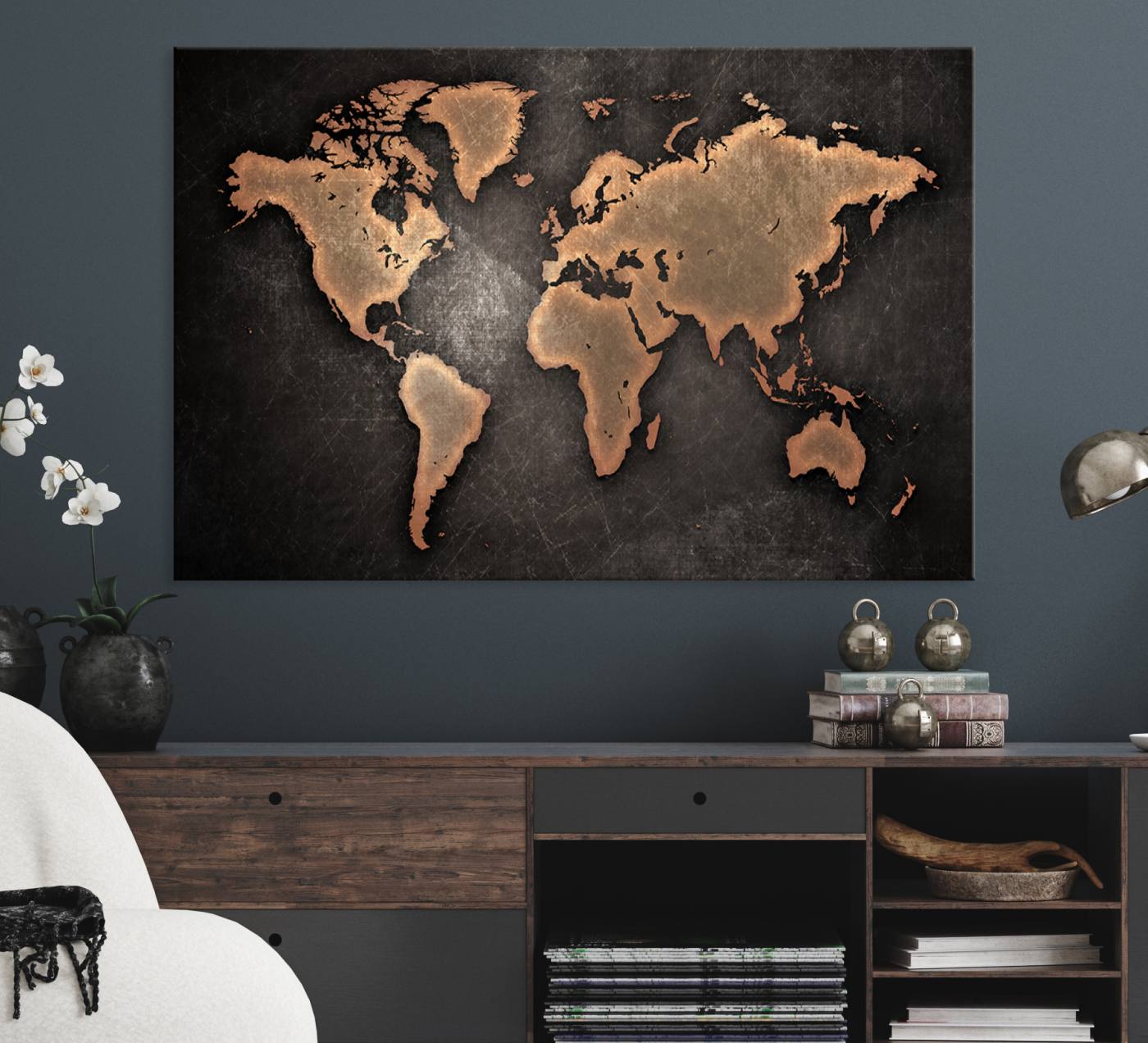 33739-MGV-CV-36X24-Maroon World Map Wall Art Canvas Print