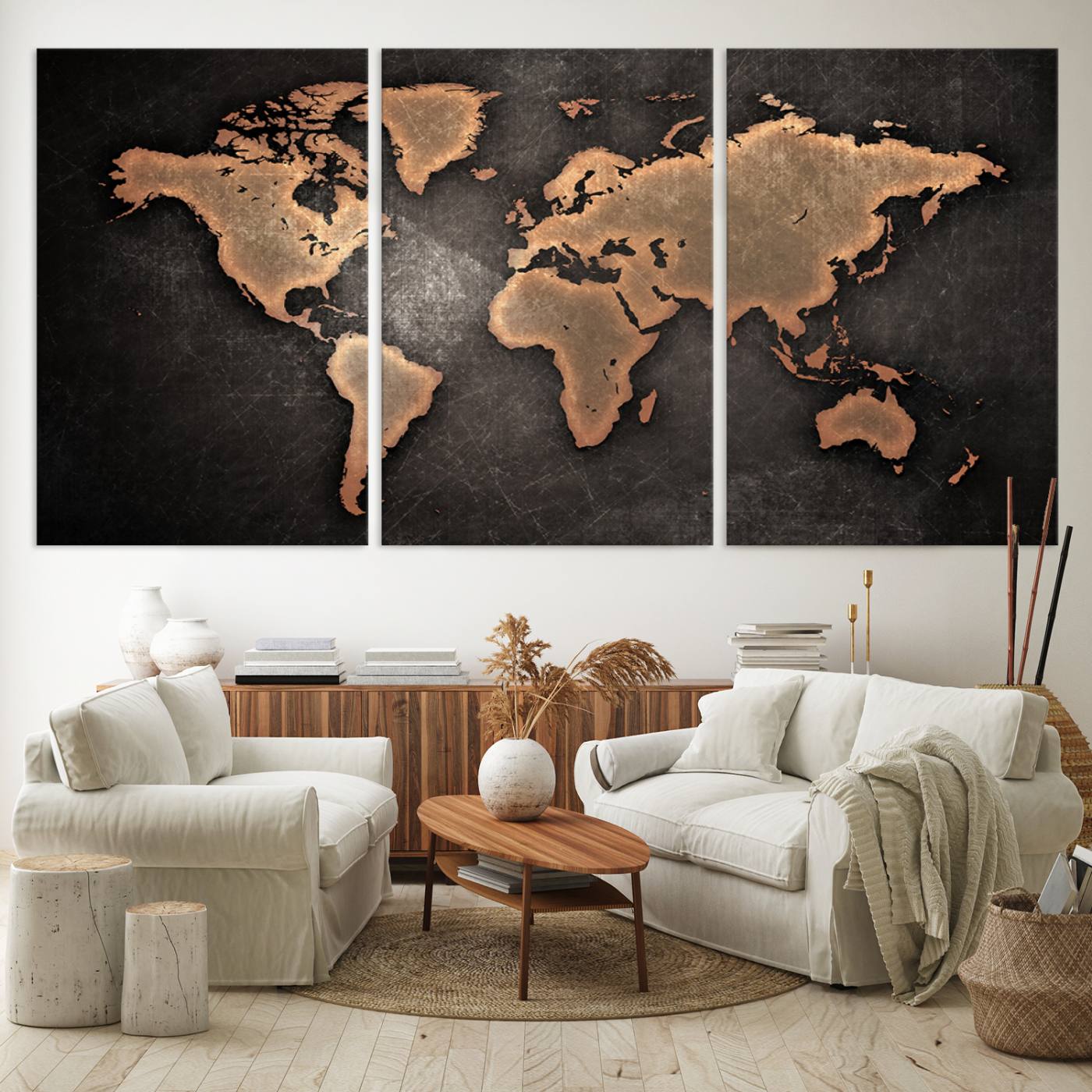 33739-MGV-CV-36X24-Maroon World Map Wall Art Canvas Print