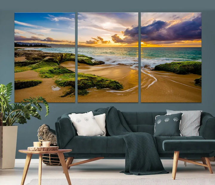 Marvelous Sunset at Tropical Beach Large Wall Art Print Canvas Wall Decor