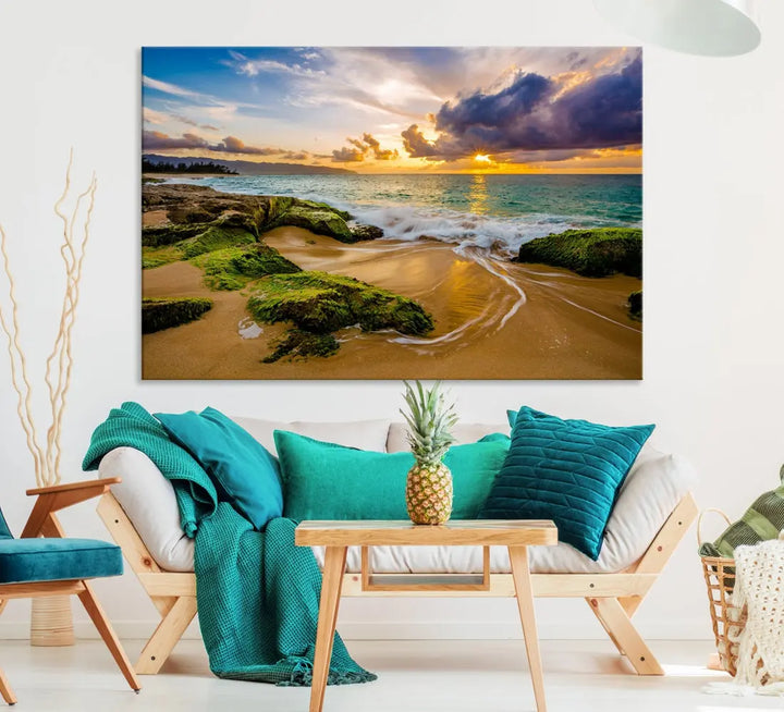 Marvelous Sunset at Tropical Beach Large Wall Art Print Canvas Wall Decor