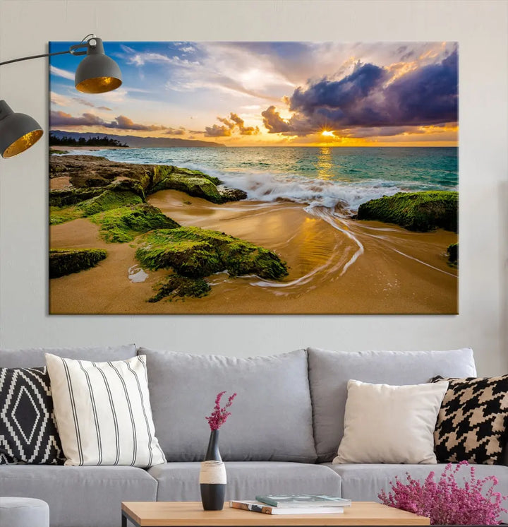 Marvelous Sunset at Tropical Beach Large Wall Art Print Canvas Wall Decor