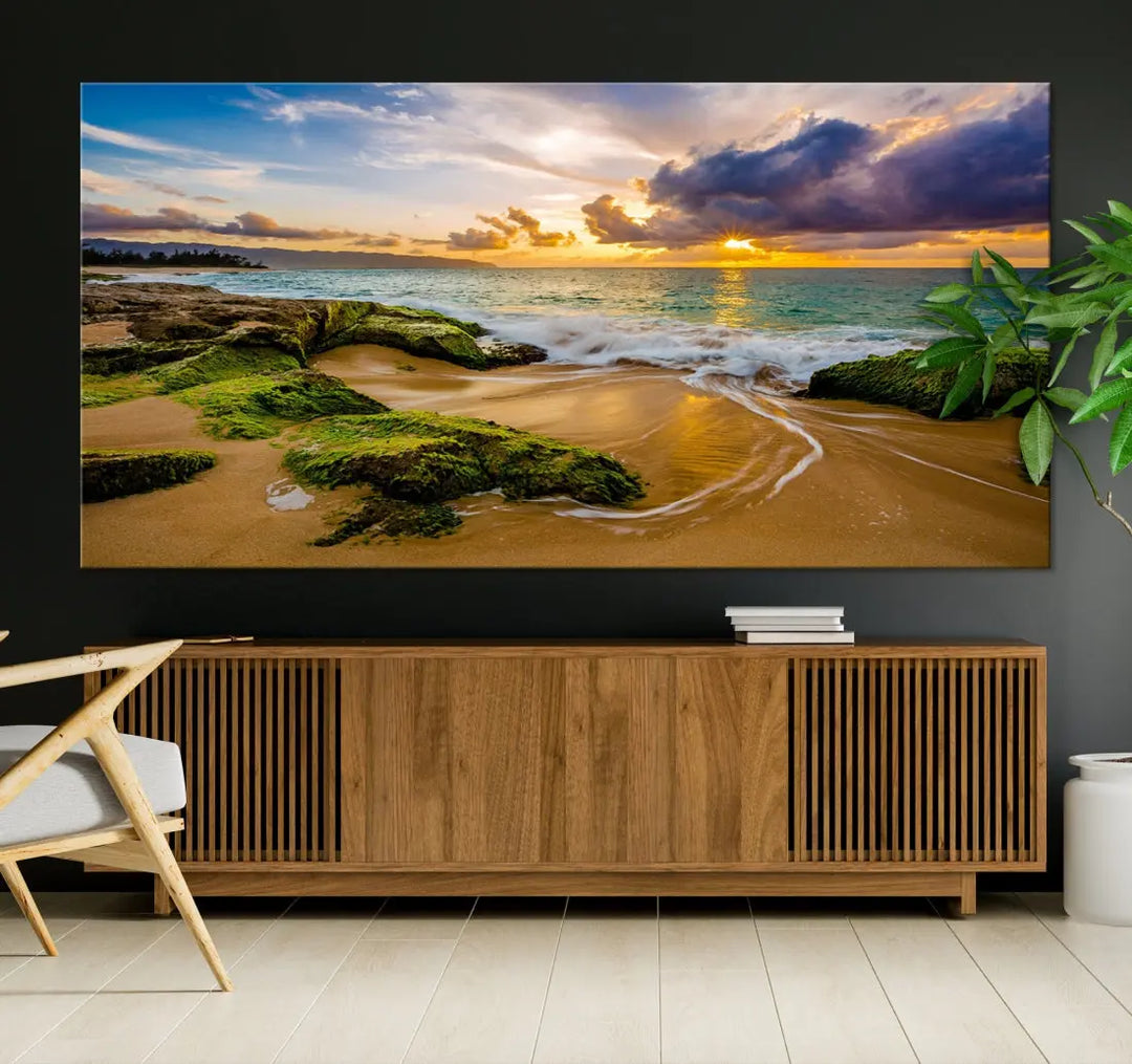 Marvelous Sunset at Tropical Beach Large Wall Art Print Canvas Wall Decor