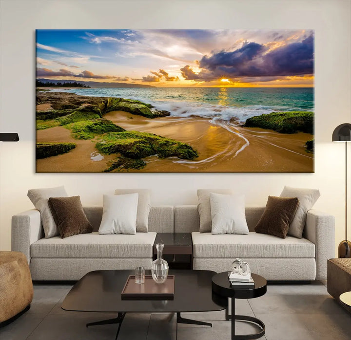 Marvelous Sunset at Tropical Beach Large Wall Art Print Canvas Wall Decor