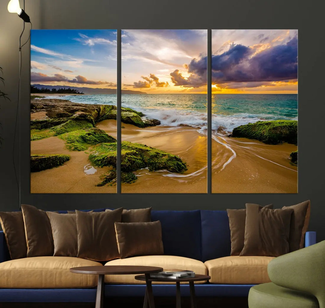 Marvelous Sunset at Tropical Beach Large Wall Art Print Canvas Wall Decor