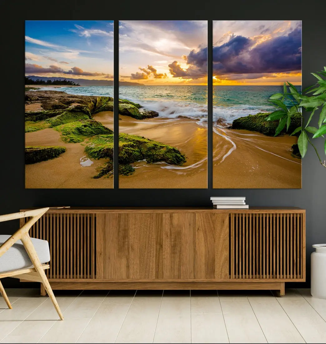 Marvelous Sunset at Tropical Beach Large Wall Art Print Canvas Wall Decor