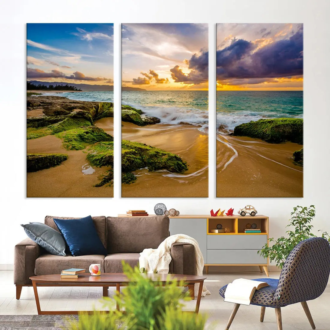 Marvelous Sunset at Tropical Beach Large Wall Art Print Canvas Wall Decor