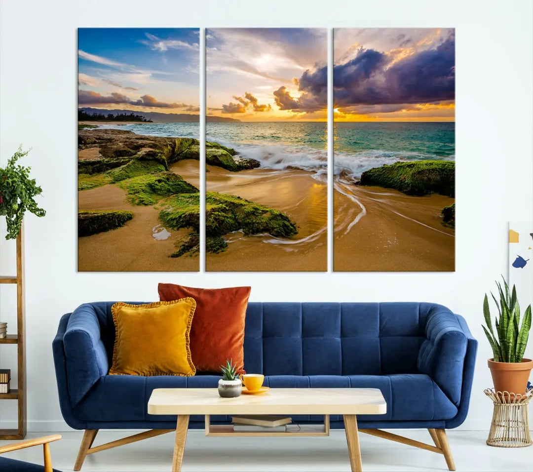 Marvelous Sunset at Tropical Beach Large Wall Art Print Canvas Wall Decor