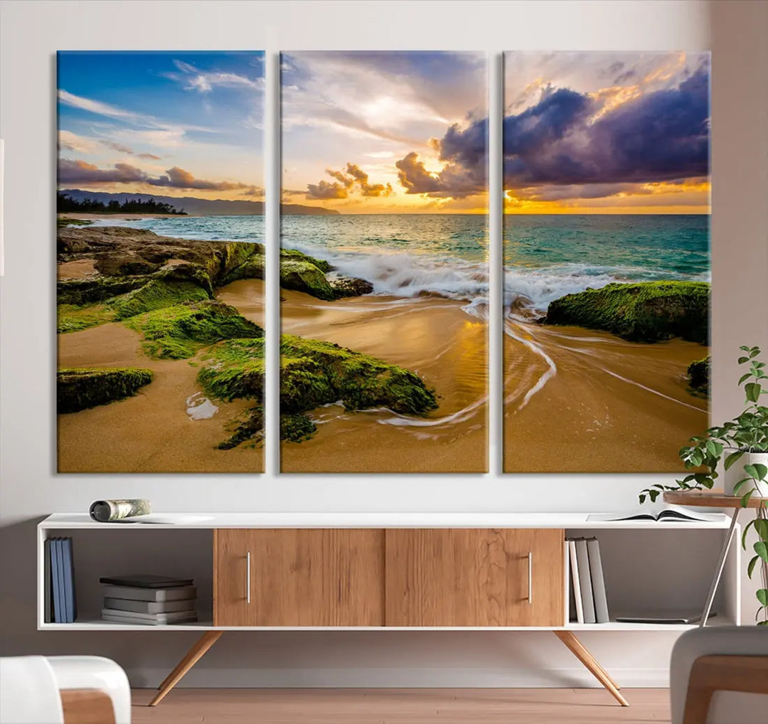 Marvelous Sunset at Tropical Beach Large Wall Art Print Canvas Wall Decor