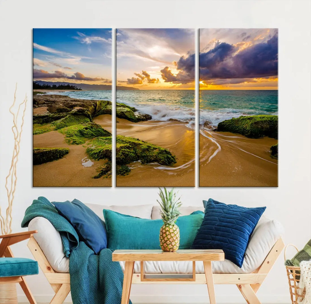 Marvelous Sunset at Tropical Beach Large Wall Art Print Canvas Wall Decor